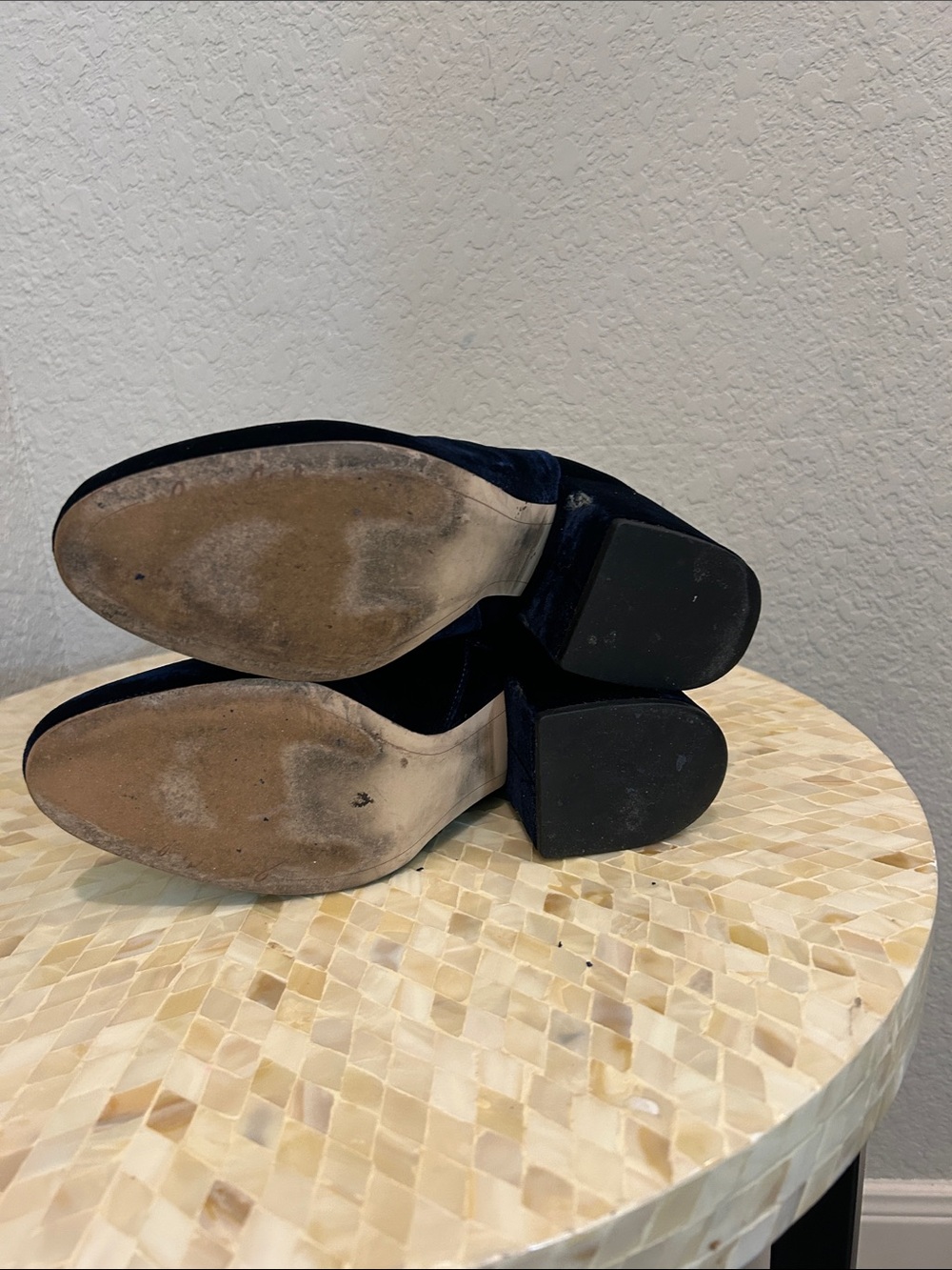 Sam Edelman Navy Velvet Block Heel Ankle Boots size 9 - Picture 6 of 9